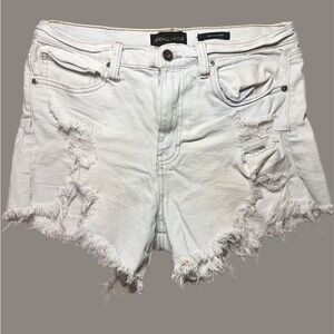 Kendall & Kylie White Distressed Frayed Denim Shorts